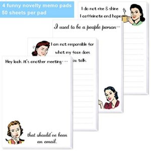 FANCY LAND Funny Novelty Memo Pads Funny Notepads for Office Gift for Coworkers 4 Pack