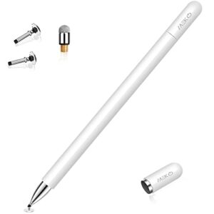meko stylus pens for ipad - 2 in 1 magnetic cap high precise universal stylus pencil for apple/iphone/ipad/android/microsoft all capacitive touch screens tablets, phones - white