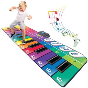 play22 colorful keyboard playmat 71" - 24 keys piano play mat - piano mat has record, playback, demo, play, adjustable vol. - best keyboard piano gift for boys & girls - original