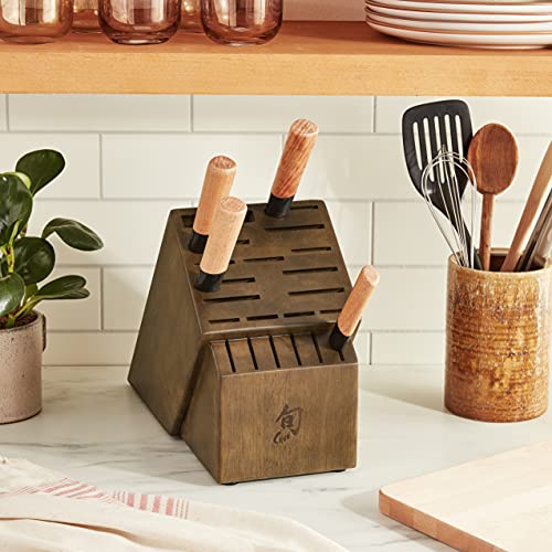 Shun Cutlery 22-Slot Knife Block (Dark), Made from Beautiful Dark-Stained Wood, Authentic, Japanese Universal Knife Block, Knife Holder for Kitchen Counter