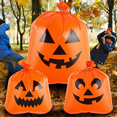 JOYIN 6 Pcs Halloween Jack O’ Lantern Pumpkin Lawn Bags Halloween Plastic Trash Bags Halloween Yard Fall Leaf Pumpkin Bags for Halloween Decorations, Halloween Party Supplies, Halloween Party Favor