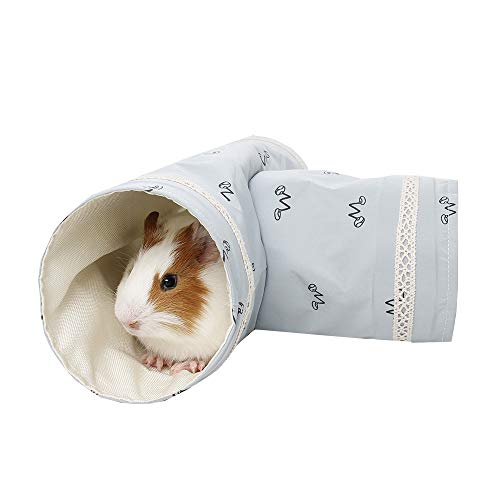 Collapsible Small Animal Play Tunnel Pet Toy Guinea Pig Chinchillas Mice Rats Hamster Tunnel Cage House Accessories (Blue, 3 Ways)