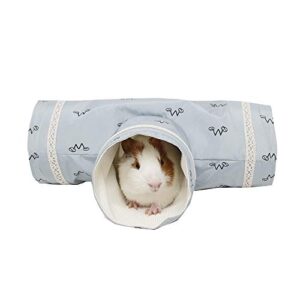 Collapsible Small Animal Play Tunnel Pet Toy Guinea Pig Chinchillas Mice Rats Hamster Tunnel Cage House Accessories (Blue, 3 Ways)