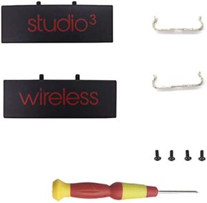 replacement headband metal folding hinge clip cover pin repair parts set compatible with studio 3 studio 3.0 wireless over-ear headphones (black+red)