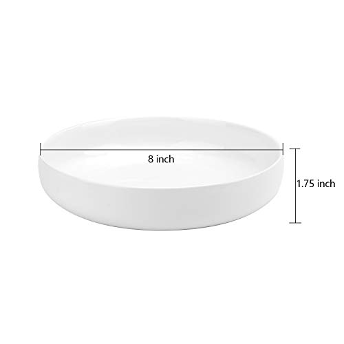 Foraineam 8 Inch Porcelain Round Salad Pasta Bowl Set 22 Ounce Deep Soup Plates White Catering Serving Bowls, Set of 4