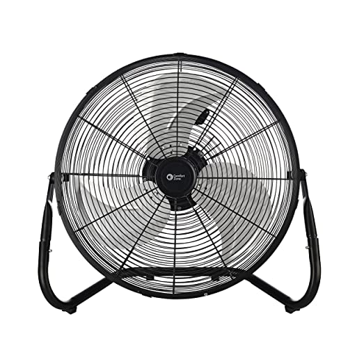 Comfort Zone CZHV18BK 18” 3-Speed High-Velocity Cradle/Floor Fan with 180-Degree Adjustable Tilt, Convenient Carry Handle, and Rubber Feet for Stability, Black