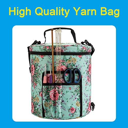 Ctcwsh Yarn Storage Bag Project Bag Knitting Tote Organizer Bag with Adjustable Shoulder Strap Handles Traveling Crochet Bag for Bulk Yarns,Crochet Hooks,Knitting Needle,Crochet Acessories