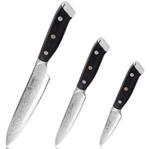 yatoshi damascus pro kitchen knife 3 set ultra sharp high carbon vg10 steel