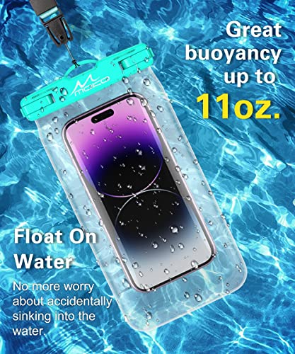 MoKo Floating Waterproof Phone Pouch [2 Pack], Floatable Phone Case Dry Bag with Lanyard Compatible withiPhone 14 13 12 11 Pro Max X/Xr/Xs, SE 3, Samsung S21/S20/S10/S9/S8, Sky Blue+Mint Green