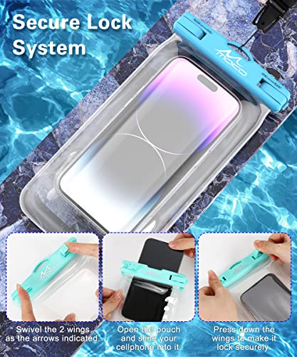 MoKo Floating Waterproof Phone Pouch [2 Pack], Floatable Phone Case Dry Bag with Lanyard Compatible withiPhone 14 13 12 11 Pro Max X/Xr/Xs, SE 3, Samsung S21/S20/S10/S9/S8, Sky Blue+Mint Green