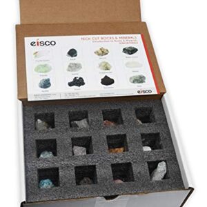 Rock & Mineral Kit, 12 Pieces - Includes Metamorphic, Igneous, Sedimentary Rocks & Minerals - 1" Specimens - Great for Geology Classrooms & Basic Field Testing Labs - Tech Cut Rocks by Eisco Labs