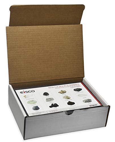 Rock & Mineral Kit, 12 Pieces - Includes Metamorphic, Igneous, Sedimentary Rocks & Minerals - 1" Specimens - Great for Geology Classrooms & Basic Field Testing Labs - Tech Cut Rocks by Eisco Labs