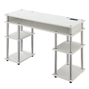 convenience concepts designs2go no tools student desk with charging station and shelves, white