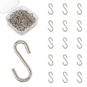 mini s hooks connectors s shaped wire hook hangers 100pcs hanging hooks for diy crafts, hanging jewelry, key chain, tags, fishing lure, net equipment (0.59 inch)