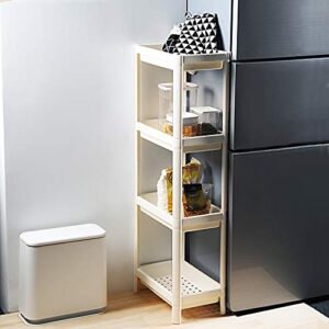 TCHANHOME Laundry Room Rolling Cart Slide Out Mobile Shelves Organizer 4 Tier Storage Utility Tower Rack Unit with Wheels for Kitchen Pantry Bathroom