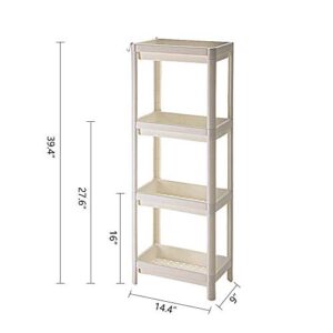 TCHANHOME Laundry Room Rolling Cart Slide Out Mobile Shelves Organizer 4 Tier Storage Utility Tower Rack Unit with Wheels for Kitchen Pantry Bathroom