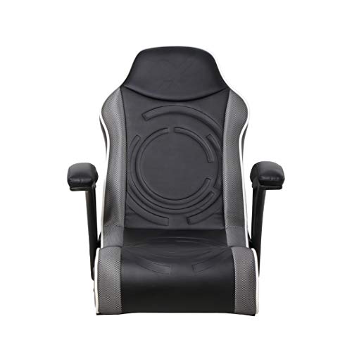 X Rocker Emerald RGB LED Floor Gaming Chair, Headrest Mounted Speakers, 2.0 Wired Audio System, 5110701, 30.3" x 26.4" x 22.2", Black