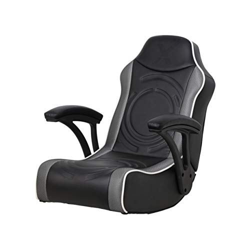 X Rocker Emerald RGB LED Floor Gaming Chair, Headrest Mounted Speakers, 2.0 Wired Audio System, 5110701, 30.3" x 26.4" x 22.2", Black