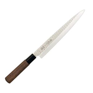 hinomaru collection sekizo japan quality stainless steel non stick yanagiba sashimi sushi knife chefs knife 13.75" itamae sushi chef knife with wooden handle made in japan (hammered blade 13")