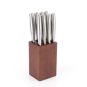 5.5“ steak knife block holder without knives with 8 slots - eco-friendly wooden steak knife storage block only - space saver-compact design steak knives organizer -by kitchendao