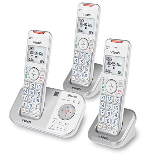 Vtech VS112-37 DECT 6.0 Bluetooth 3 Handset Cordless Phone for Home with Answering Machine, Call Blocking, Caller ID, Intercom and Connect to Cell (Silver & White)