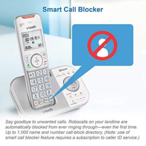 Vtech VS112-37 DECT 6.0 Bluetooth 3 Handset Cordless Phone for Home with Answering Machine, Call Blocking, Caller ID, Intercom and Connect to Cell (Silver & White)