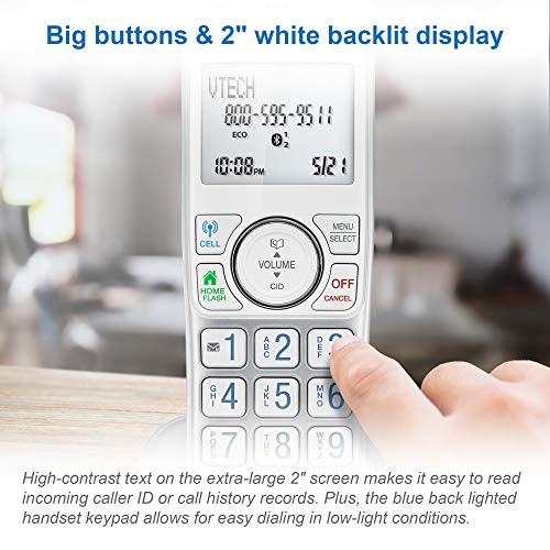 Vtech VS112-37 DECT 6.0 Bluetooth 3 Handset Cordless Phone for Home with Answering Machine, Call Blocking, Caller ID, Intercom and Connect to Cell (Silver & White)