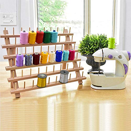 SAND MINE Wooden Thread Rack Sewing and Embroidery Thread Holder, 60 Spools, 2 Pack