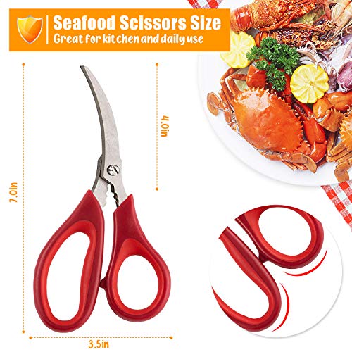 Kitchen Seafood Scissors for Crab Legs, 4 Pack Crab Leg Scissors Lobster Shell Cracker, Lobster Shrimp Crayfish Crawfish Scissors Fish Scissors, Seafood Crab Legs Crackers and Tools