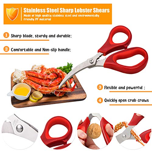 Kitchen Seafood Scissors for Crab Legs, 4 Pack Crab Leg Scissors Lobster Shell Cracker, Lobster Shrimp Crayfish Crawfish Scissors Fish Scissors, Seafood Crab Legs Crackers and Tools