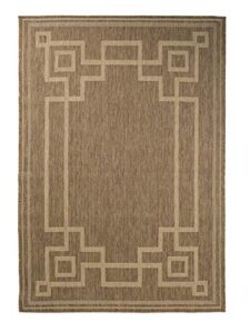 furnish my place outdoor collection oriental area rug - 5 ft. 3 in. x 7 ft. 6 in. neutral, transitional water proof rug for living room, garden, patio