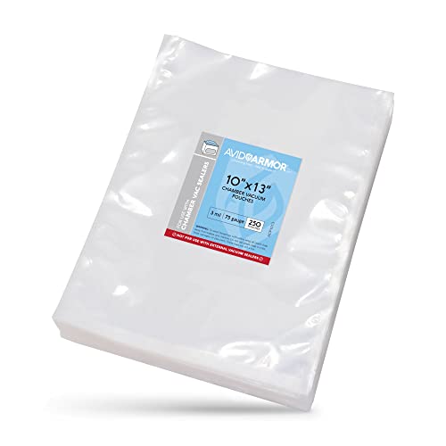 Avid Armor – Chamber Machine Pouches, Pre-Cut Chamber Vacuum Sealer Bags, Heavy Duty Seal Pouch, BPA-Free Chamber Sealer, 10 x 13 inches, Pack of 250 Vacuum Chamber Pouches