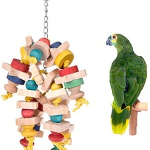 Litewoo Large Bird Parrot Toys, Colorful Bite Wood Block for Medium Large Parakeet Cockatiel Budgie Cockatoo Macaw Conures African Grey Parrot（B）