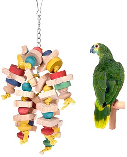 Litewoo Large Bird Parrot Toys, Colorful Bite Wood Block for Medium Large Parakeet Cockatiel Budgie Cockatoo Macaw Conures African Grey Parrot（B）