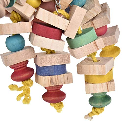 Litewoo Large Bird Parrot Toys, Colorful Bite Wood Block for Medium Large Parakeet Cockatiel Budgie Cockatoo Macaw Conures African Grey Parrot（B）