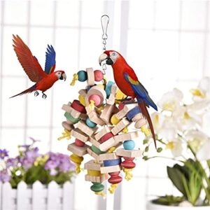 Litewoo Large Bird Parrot Toys, Colorful Bite Wood Block for Medium Large Parakeet Cockatiel Budgie Cockatoo Macaw Conures African Grey Parrot（B）