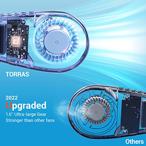 TORRAS L2 Portable Neck Fan Rechargeable【2023】Lightweight 8oz Bladeless Neck Fans for Women/Men/Kids Last 8H, Wearable Personal Neck Fan Quiet, Leafless, Neck Air Conditioner Battery Powered, 3 Speeds