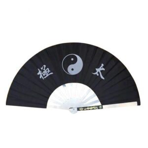 easyinsmile stainless steel kung fu fighting fan tai chi folding fan martial arts equipment wushu weapons (type 2 black)