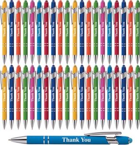 "thank you" premium gift stylus pens for all touchscreen devices - metal soft touch - 2 in 1 combo pen for events, parties, employee appreciation & more (40 pack)