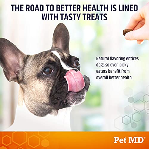 Pet MD Salmon Oil Omega 3 for Dogs - Advanced Allergy & Itch Relief for Dogs - Omega 3 & 6, EPA & DHA, Fish Oil Omega 3 Soft Chews - 120 Count