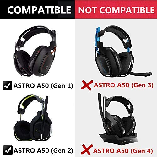 Replacement Ear Pad Cushions Compatible with Astro A50 a50 Gaming Headset Gen 1 Gen 2 Earmuffs Earpads (Not Compatible with A50 GEN3 GEN4 and A40 TR) (Leather)