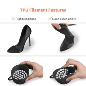 NOVAMAKER TPU Filament 1.75mm, Black Flexible TPU 3D Printer Filament with 20g Cleaning Filament, 2.0lbs Spool, Dimensional Accuracy +/- 0.05mm, 95A Soft TPU Black