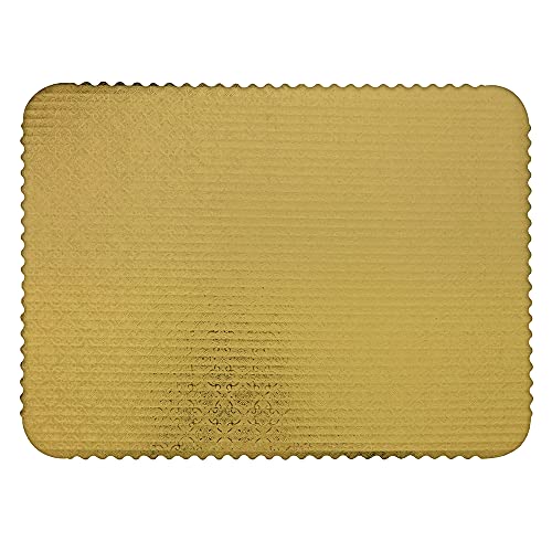 O'CREME Gold-Top Scalloped Rectangular Cake and Pastry Board 3/32 Inch Thick, 14 Inch x 18 Inch (Half-Sheet Size) - Pack of 10