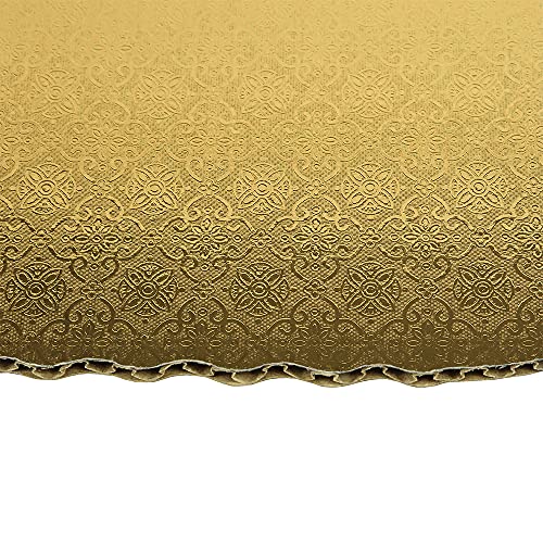 O'CREME Gold-Top Scalloped Rectangular Cake and Pastry Board 3/32 Inch Thick, 14 Inch x 18 Inch (Half-Sheet Size) - Pack of 10