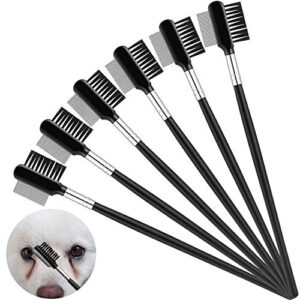 mudder 6 pieces tear stain remover comb double-sided dog eye comb brush double head grooming comb multipurpose tool for small pet cat dogs removing crust and mucus