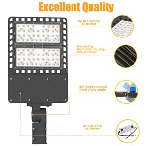 WYZM LED Parking Lot Light 300W,5500K 39,000 Lumens,1000W Metal Halide/HPS Replacement,IP65 Waterproof, Outdoor LED Parking Lot Light for Stadium,Roadways,Adjustable Commercial Light(300w Slip fit)