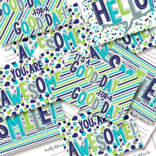 It's A Great Day! Blank Postcards for Kids to Send to Friends, Blue & Green Total of 20 4"x6" Fill In Notecards (5 of each design) by AmandaCreation