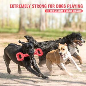 Feeko Dog Toys for Aggressive Chewers Large Breed 15 inch Interactive Dog Toy Large Long Lasting Dog Toys with Convex Design Natural Rubber Tug-of-war Toy for Medium Large Dogs Tooth Clean(Red)