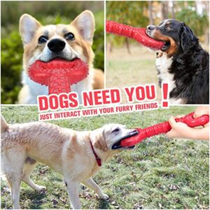 Feeko Dog Toys for Aggressive Chewers Large Breed 15 inch Interactive Dog Toy Large Long Lasting Dog Toys with Convex Design Natural Rubber Tug-of-war Toy for Medium Large Dogs Tooth Clean(Red)