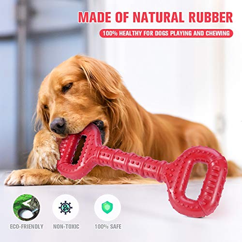 Feeko Dog Toys for Aggressive Chewers Large Breed 15 inch Interactive Dog Toy Large Long Lasting Dog Toys with Convex Design Natural Rubber Tug-of-war Toy for Medium Large Dogs Tooth Clean(Red)